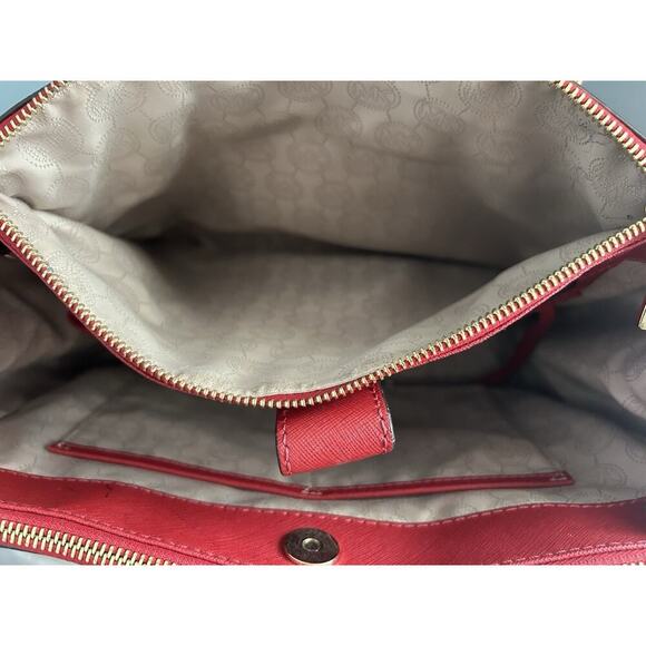 Michael Kors Sutton Red Satchel Saffiano Leather Structured Crossbody Bag MK 328 - Picture 11 of 16